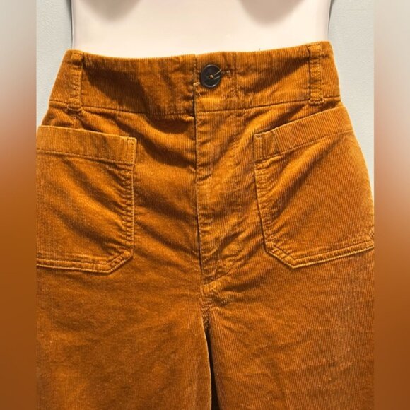 Maeve Anthropologie The Colette Corduroy Crop Wide Leg pants Size 32 Caramel - Picture 10 of 16